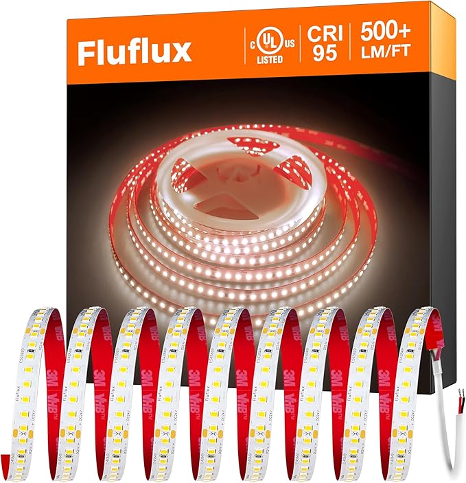 24V 2835 LED Strip Lights 4000K, 500+LM/FT, 16.4FT, UL Listed, CRI95, High Density 160LEDs/m Tape Light, Cuttable, Dimmable, VHB Equipped, for Pros, Accent, Task Lightings (NO Power Supply)