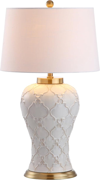 JONATHAN Y JYL4024A Arthur 29" Ceramic LED Table Lamp Traditional Transitional Bedside Desk Nightstand Lamp for Bedroom Living Room Office College Bookcase LED Bulb Included, Cream