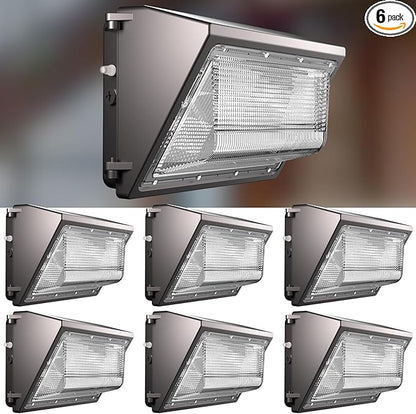 Lightdot 6Pack 250W LED Wall Pack Lights, 100-277v Dusk to Dawn with Photocell | 37500Lm(150Lm/W) 5000K IP65 Outdoor Exterior Lighting Fixture for Yard,Warehouse,Factory,Garage, ETL(Height:20~40ft)