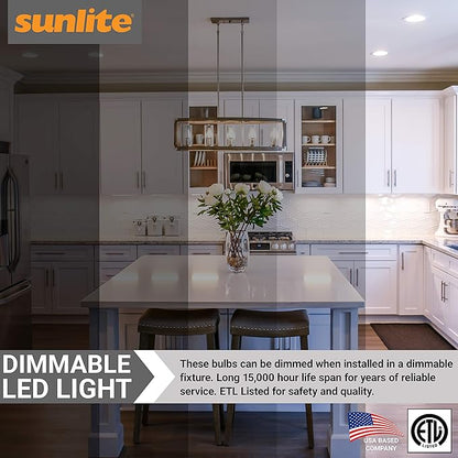 Sunlite LED Filament Chandelier Light Bulb with Flame Tip, ETL Listed, 5 Watts (60W Equivalent), Candelabra Base (E12), Clear, Dimmable, 5000K Daylight, 12 Count