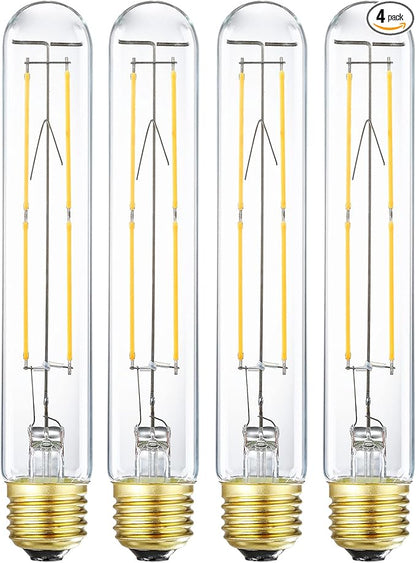 XININSUN T10 LED Bulb 6W Equal E26 LED Bulb 60 Watt dimmable Neutral White 4000K E26 Edison Bulb AC120V 600lm Tubular Light Bulb T9 for Rustic Pendant,Island,Chandeliers,Wall sconces Pack of 4