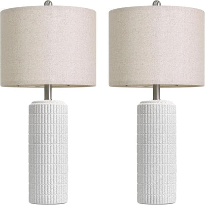 PoKat 27.5'' Tall Table Lamps for Living Room Set of 2, Stone-Like Ceramic Bedroom Lamps for Night Stands, Farmhouse Bedside Lamps for Bedroom Living Room, Nightstand Lamps for End Table, Hallway