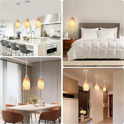 Glass Pendant Lamp Shade 4.72" Art Glass chandeliers Cover,Orange Marble Pendant Light Shade Mini Oval Light Shade Replacement Shade Only Light Fixtures for Kitchen Island pendant light