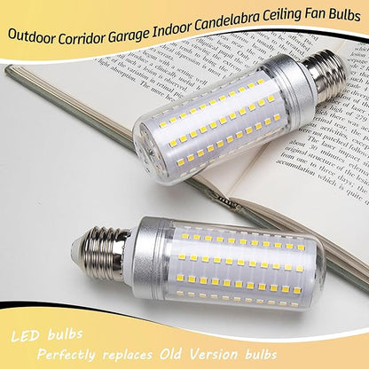 1.57 x 4.92 inch Big E26 15W LED Corn Bulbs 2000 Lumen 150 Watt Equivalent Incandescent Bulbs 4000K Natural White Candelabra Ceiling Fan LED Bulbs for Indoor Outdoor Home Garage Warehouse, 2 Pack