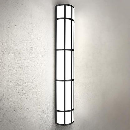 ASD 36 Inch LED Outdoor Wall Mount Light Fixture with Grid - Matte Black Modern Wall Sconce - 30W 120-277V 3000K 4000K 5000K Adjustable - Dimmable Exterior Lights - Front Door, Patio - ETL