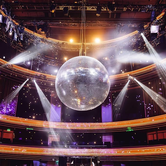 Yescom 24" Large Disco Ball Mirror Big Hanging Glass Decoration for 70s 80s Party Events Wedding DJ Dance Club Bar Stage Lighting Business Holiday Home Decor Silver