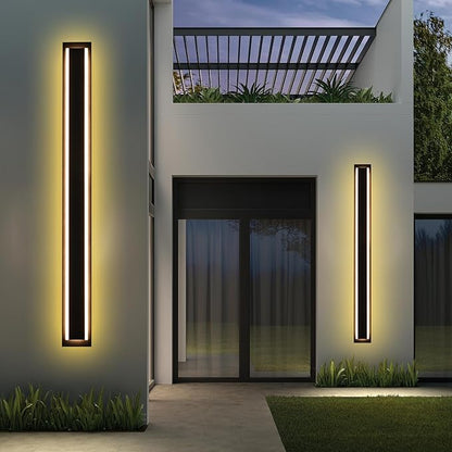 MELUCEE 2 Pack 60 Inch Outdoor Long Wall Lights, 5 Color Dimmable Outside Linear Long Strip LED Wall Sconce, Black Exterior Light Fixture for House, Garage, Porch, Patio, IP65 Waterproof, 3000K-6000K