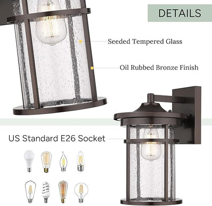 Casia Wall Sconce, Outdoor Lighting Fixture, 14.17'' H x 8.66'' W, Oil Rubbed Bronze, Lobby, Entryway, Patio, Porch, Balcony, UL Listed