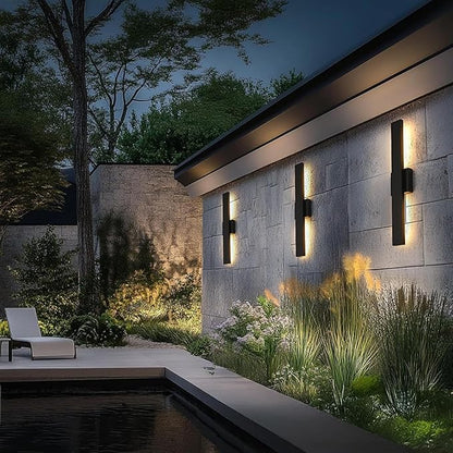 23.6inch Long Outdoor Modern LED Wall Light,24W Warm White 120V Wall Mount Lighting Fixture Black Wall Lights Porch Lights Wall Sconce for House, Long LED Linear Outside Lighting for Garage, Entryway