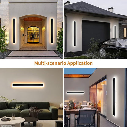 2 Pcs Modern Outdoor Wall Lights 47.2inch Dimmable 3000K-6000K with Remote Control Waterproof IP65 Exterior Long Wall Sconce for House Garage Patio