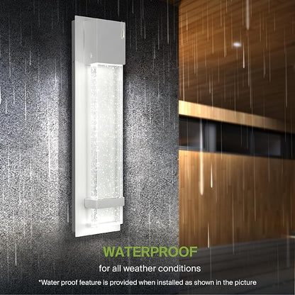 ASD LED 18" Bubble Glass Wall Light Fixture, Outdoor & Indoor Seeded Sconce | 3CCT, Waterproof, Dimmable, ETL Listed | 12W 500LM 3000-5000K 120V | Exterior Lantern, Porch Lighting | White, 4 Pack