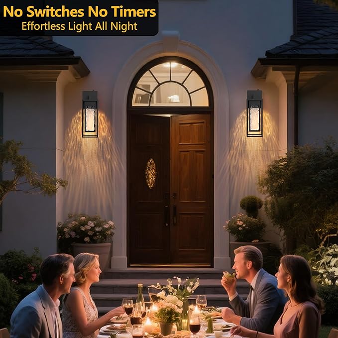 𝟏𝟓𝐈𝐍𝐂𝐇 LED Outdoor Light Fixture, Dusk to Dawn Outdoor Lighting with Rippled Glass, Outdoor Wall Lights Waterproof Porch Lights, Modern Outside Wall Lantern for Porch Patio Garage