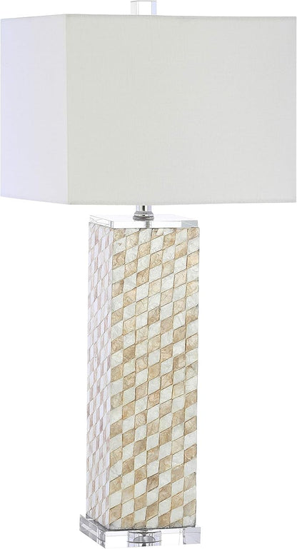 JONATHAN Y JYL1048A Daniel 30.5" Seashell/Crystal LED Table Lamp Coastal Traditional Bedside Desk Nightstand Lamp for Bedroom Living Room Office College Bookcase LED Bulb Included, Cream