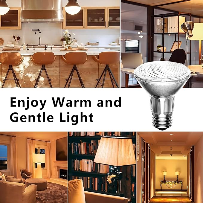 Par20 Halogen Flood Light Bulb, 39W 120V PAR20 Light Bulb, Dimmable, E26 Base, 2700K Warm White, 3000 Hours for Indoor Range Hood, Track Oven, Ceiling Can Lamp（2Pack）