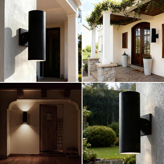 Modern Outdoor Wall Lights,Stainless Steel, 23W 3000K Integrated LED Cylinder Up Down Wall Sconce Porch Lighting IP65 Waterproof Patio Wall Light Fixture for House Porch Entryway