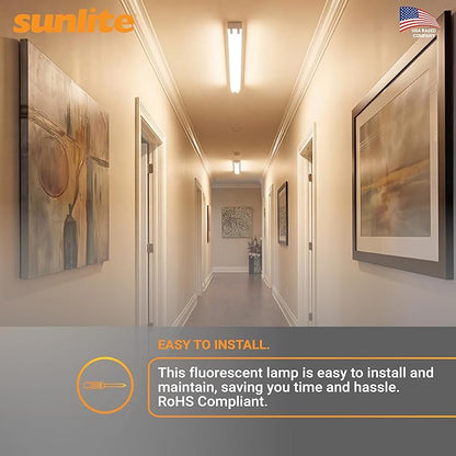 Sunlite F32T8/SP835 T8 Linear Fluorescent Lamp, 32 Watts, 3050 Lumens, 3500K Neutral White, Medium G13 Bi Pin Base, High Performance Straight Tube, 30 Pack