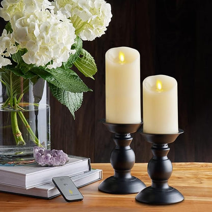 Luminara Flameless LED Battery Operated Ivory Pillar Candle, Flickering Realistic Moving Flame, 3" x 6.5" Real Wax Indoor Home Bathroom Decor Candle