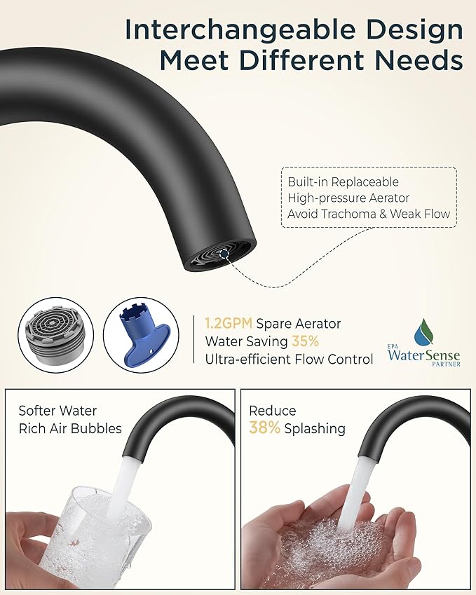 FORIOUS 4 in Black and Gold Bathroom Faucet Centerset, 2 Handle Matte Black Swivel Faucet for Bathroom Sink 2 or 3 Hole with Pop Up Dain Assembly and cUPC Supply Hose, Suitable for Vanity RV Restroom
