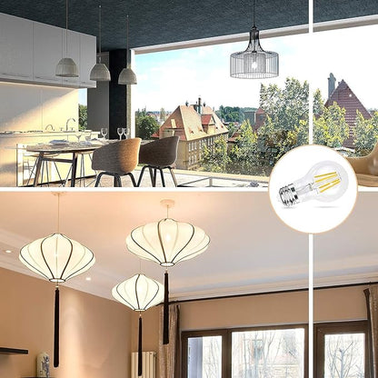 A19 E26 Base Dimmable Edison LED Bulb, 4W(40 Watt Equivalent) Stepless Dimming Light Bulbs 400lm, 3000K Soft Warm White, Vintage Clear Glass LED Filament Bulb for Home, Wall Sconce, Chandelier, 6 Pack