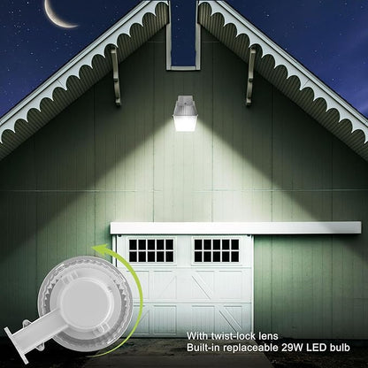 250W Equivalent Barn Light with 29W LED bulb Outdoor Dusk to Dawn Area and Flood Light with Photocell UL Listed LED Security Light for barn Garage Yard Warehouse 4000K 3300LM 120Vac Gray 2 Pack
