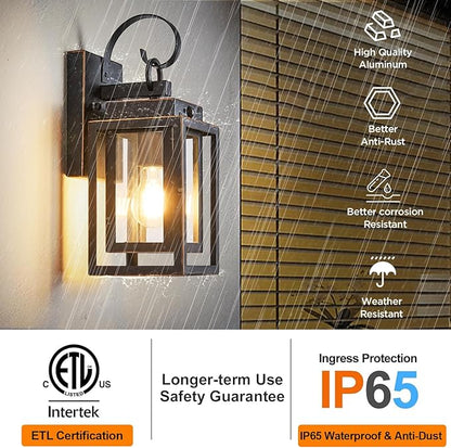 2 Packs Motion Sensor Outdoor Wall Lights, Modern Dusk to Dawn Exterior Lighting Fixture, Black Outdoor Wall Sconces Porch Light with Waterproof, Outside Farmhouse Wall Lantern for Front Door, Garage
