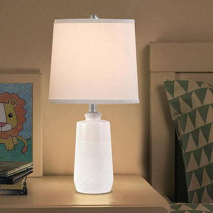 20.5" Ceramic Table Lamp Set of 2 for Bedrooms, White Lamps Set of 2 for Living Room, Minimalist Ceramic Lamps with White Barrel Lampshade, Matte White Ceramic Lamps for Nightstand