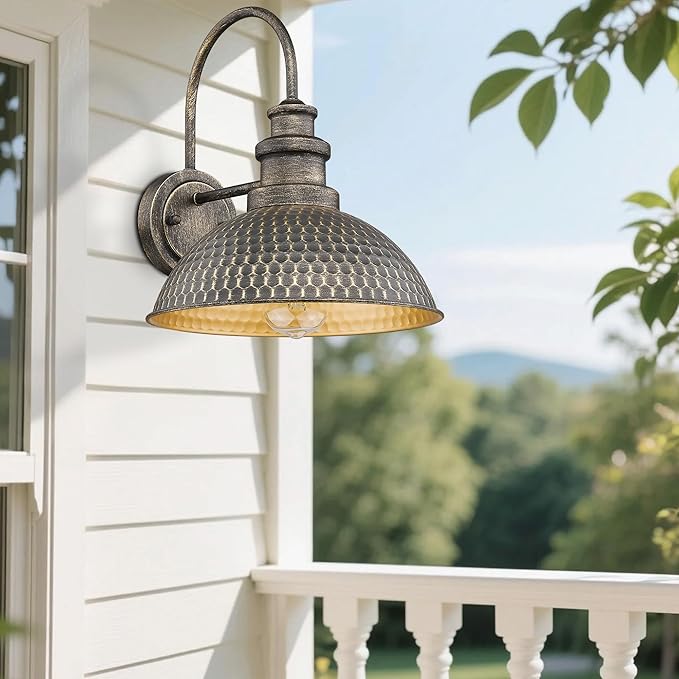 Outdoor Barn Light, 11.4 Inch Farmhouse Wall Mount Lighting, Anti-Rust Waterproof Industrial Black Outside Wall Sconces, Vintage Outdoor Wall Light for House Porch Patio Garage(Vintage Bronze, 1 Pack)