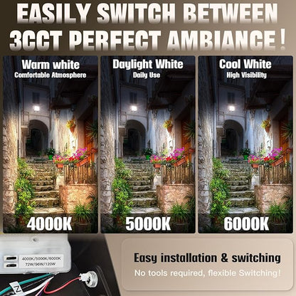 LED Wall Pack Light 120W/96W/72W with Dusk to Dawn Photocell,18000LM 1000W HPS/HID Equiv.,6000K/5000K/4000K Daylight Outdoor Security Lighting, Commercial Wall Mount Lights for Warehouse,Yard - 4Pack