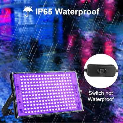 4 Pack 150W LED Blacklight, UV Black Lights for Glow Party, IP65 Waterproof Outdoor UV Floodlight for Black Light Party,Body Painting,Fluorescent Painting,Birthday Parties,Halloween