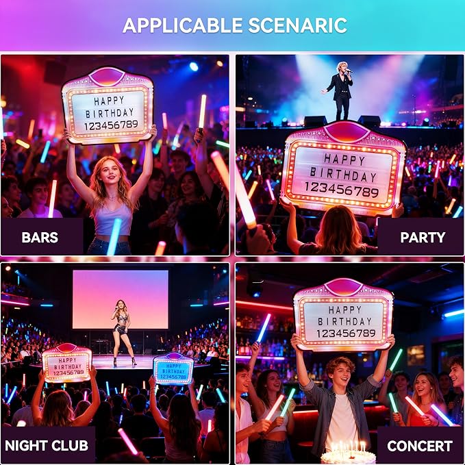 LED Bottle Service Sign Club VIP Light for bottle girl sign Acrylic Lightweight Handheld with Interchangeable Letters Numbers （4 set Letters 2set Numbers） Suitable for wedding parties