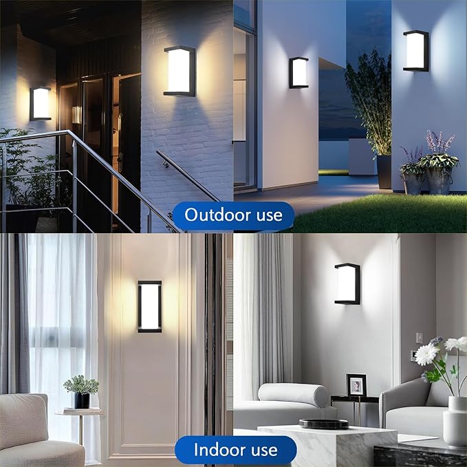 Outdoor Light Fixtures Wall Mount 2 Pack, 3 Colors & Dimmable Exterior Wall Lights for House, Front Porch & Patio