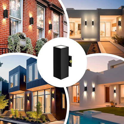 2-Pack Exterior Wall Light Fixtures, Outdoor Waterproof Wall Sconce with Dusk to Dawn Photocell Sensor, Modern Porch Lights Outdoor Up Down for Patio Entryway Front Door