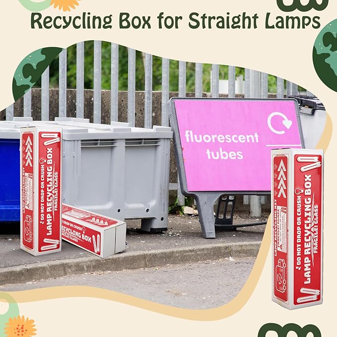 1 Set Recycling Box for Straight Lamps with Bags 4 Foot Jumbo Straight Lamp Storage Box 49 x 12 Inch Holds up to 61 x T12 Tube Lights or 132 x T8 Fluorescent Tubes
