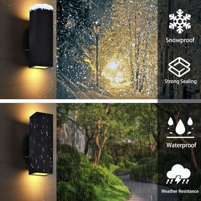 Up and Down Lights Outdoor Wall Lights, RGB LED Dusk to Dawn Outdoor Lighting, IP56 Black Aluminum Anti Rust Waterproof Outdoor Light Fixtures Wall Mount for House Front Door Porch Patio
