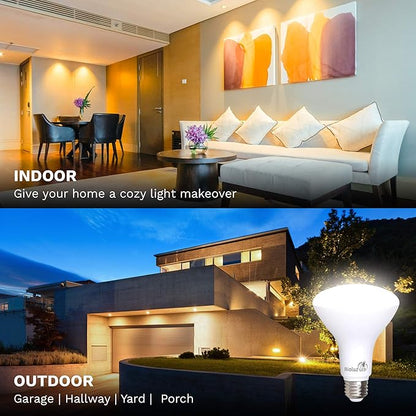Bioluz LED 24 Pack BR30 LED Bulbs, Indoor Flood Lights 90+ CRI 75W Equivalent uses 9.5W 3000K Soft White 850 Lumens, E26 Base Dimmable Instant On Interior Home UL Listed FCC RoAS Title 20 Certified