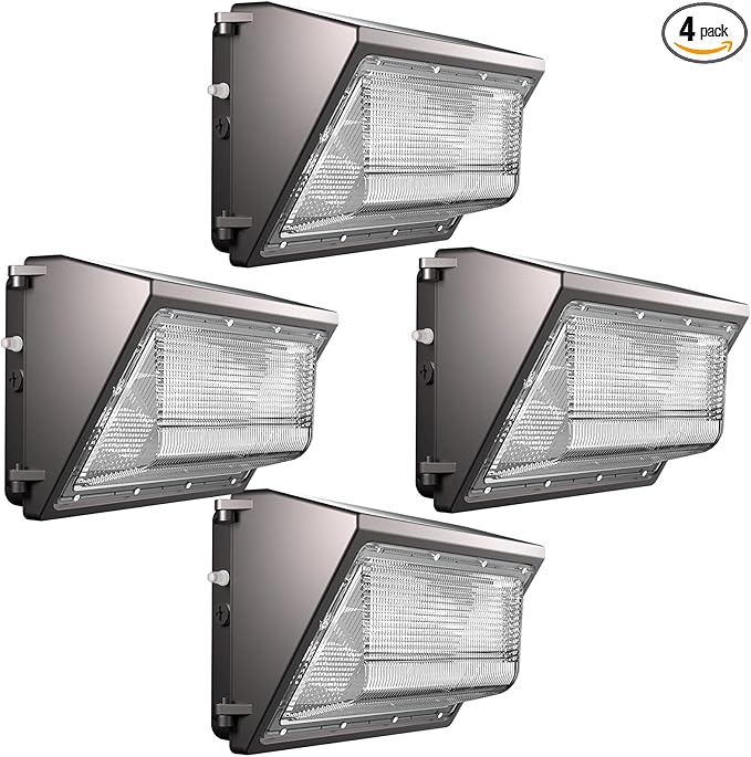 Lightdot 4Pack 150W LED Wall Pack Lights, 100-277v Dusk to Dawn with Photocell | 22500Lm(150Lm/W) 5000K IP65 Outdoor Exterior Lighting Fixture for Yard,Warehouse,Factory,Garage, ETL(Height:10~20ft)