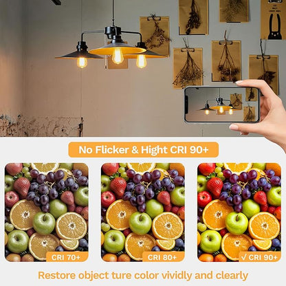 Edison Bulbs E26 Medium Base 2700K Soft White, 750LM ST58 Vintage LED Filament Bulb Clear Glass, Equivalent 75W Dimmable Lights Bulb 90+ CRI for Chandeliers, Pendants, Wall Sconces, 3 Pack