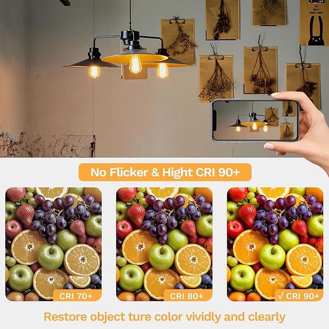 Edison Bulbs E26 Medium Base 2700K Soft White, 750LM ST58 Vintage LED Filament Bulb Clear Glass, Equivalent 75W Dimmable Lights Bulb 90+ CRI for Chandeliers, Pendants, Wall Sconces, 9 Pack