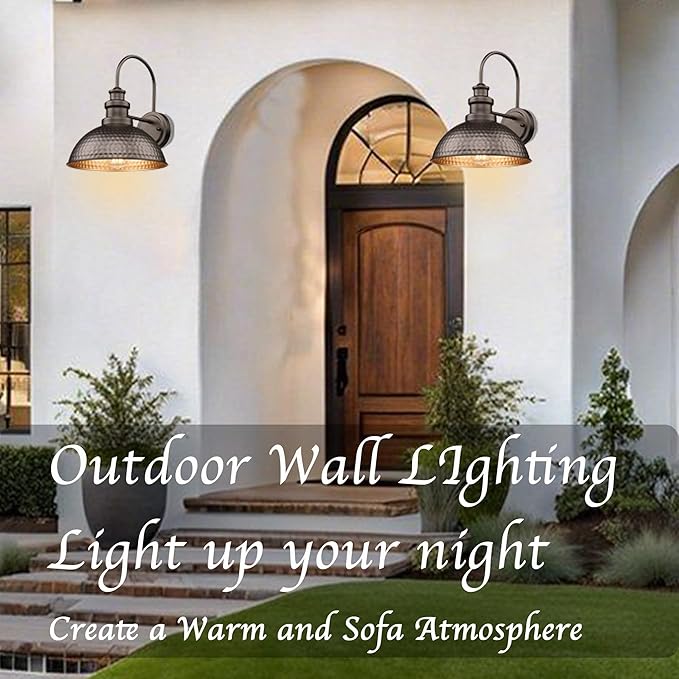 Outdoor Farmhouse Barn Lights, Anti-Rust Outdoor Wall Sconce, Exterior Wall Lights, Waterproof Industrial Exterior Lighting Fixtures for Porch,Garage,Patio (Oil-Rubbed Bronze, 6 Pack)