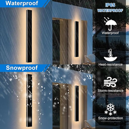 Modern Outdoor Wall Lights 60 Inch Black Linear Exterior Light Fixtures Wall Mount, Porch Lights Outdoor Wall Sconce, Long Wall Light Fixture Outside for Garage Patio, 3000K-6000K 5CCT