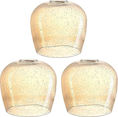 3 Pack 6.1 Inch Clear Seeded Glass Lamp Shade Pendant Ceiling Chandelier Wall Sconce Light Replacement Oval Painting Glass Shade Fixture Over Sink Kitchen Island