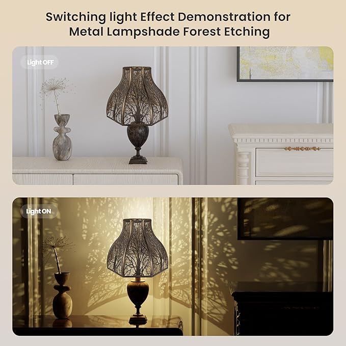 Metal Antique Bronze lamp shades for floor lamps for bedroom or living room, 8-petal lotus lamp shape drum lamp shades, corner floor fan lamp with spider fitter (5.32" top x 13" bottom x 9.5" high)