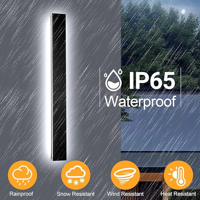 47.2in Outdoor Wall Light Exterior,AioTio Black Long LED Outdoor Wall Light Fixtures Wall Mount,Upgraded 4.72in Wide Dimmable IP65 Waterproof Modern Porch Lights Wall Sconce for Garage,Courtyard,Patio
