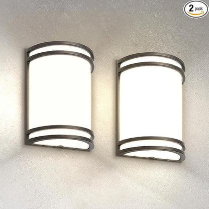 ASD 10 Inch LED Outdoor & Indoor Wall Mount Light Fixture - Oil Rubbed Bronze Modern Wall Sconce Lighting - 15W 3000K 4000K 5000K Adjustable Dimmable Exterior Lights - Front Door, Patio - ETL, 2 Pack