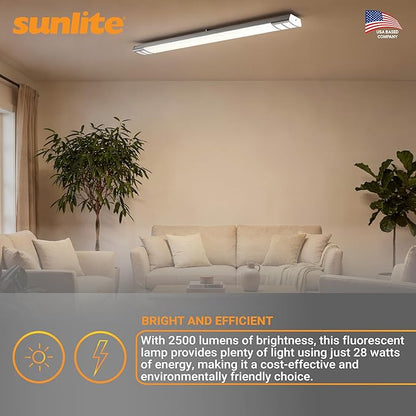 Sunlite 30335 F28T5/835 4 Foot T5 Linear Fluorescent Lamp, 28 Watts, 2500 Lumens, 3500K Neutral White, Miniature G5 Bi-Pin Base, ROHS Compliant, High Performance Straight Tube, 40 Pack