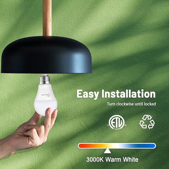 A19 LED Light Bulb, LED Bulbs 100 Watt Equivalent, 3000K Warm Light Bulbs, 1500 Lumens, E26 Standard Base Lightbulb, Non-Dimmable 15 Watt Soft White Bulbs for Home, ETL Listed(4-Pack)
