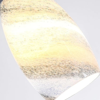 GO&SO Ocean-Blue Gradient Glass Art Lamp Shade -2 Pack Hand-Blown Fluid Flow Texture Pendant Light Shades Replacement,7.8"H Oval Fixture,1.57" Fitter,E26 Base,for Hanging Light Fixtures Kitchen Island