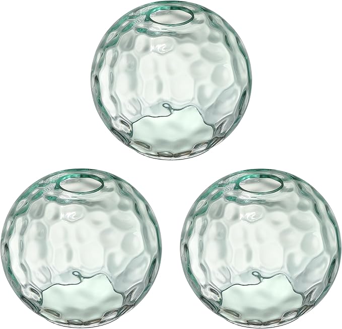 6.3 Inch Replacement Clear Hammer Glass Lamp Shade Light Fixture,for Replacement Wall Sconce Pendant Light Ceiling Light Chandelier Shade,Factory Outlet (Green Glass, 3 Pack)