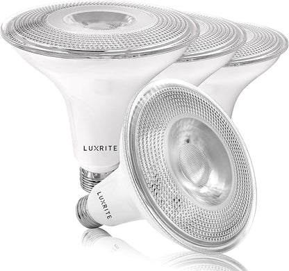 LUXRITE 4 Pack PAR38 LED Outdoor Flood Light Bulbs, 120W Equivalent, 1250 Lumens, 3500K Natural White, 15W Dimmable, Indoor Outdoor Spotlight Bulb, Wet Rated, E26 Standard Base, UL Listed