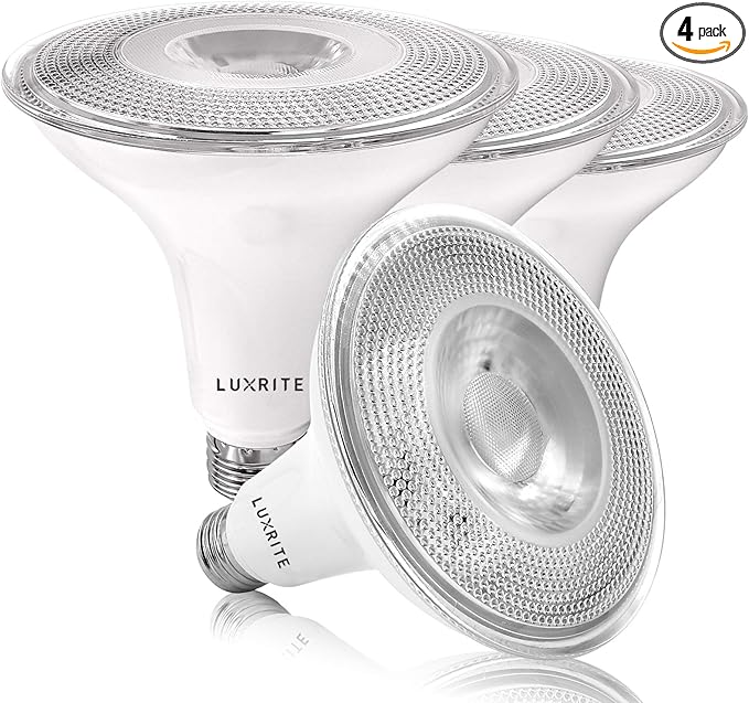 LUXRITE 4 Pack PAR38 LED Outdoor Flood Light Bulbs, 120W Equivalent, 1250 Lumens, 2700K Warm White, 15W Dimmable, Indoor Outdoor Spotlight Bulb, Wet Rated, E26 Standard Base, UL Listed